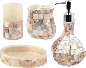 Hot Selling Capiz Mother of Pearl Bath Accessories Set Bathroom Decor Sets Customize Size Color Furniture Decoration