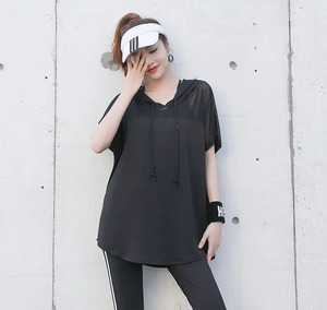 Basic Women's Hooded Versatile Top Sweatshirts <b>Summer</b> Short Sleeved Solid Color Female Sports Leisure <b>Hoodie</b> - Product Image 1