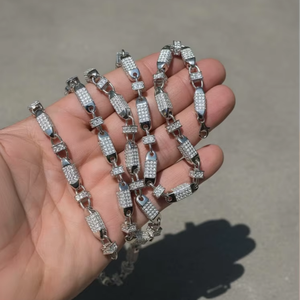 Cadena Cubana de Miami Única, Cadena Gruesa para Hombre, Chapada en Plata de Ley y Rodio, Lista para Enviar - Product Image 1