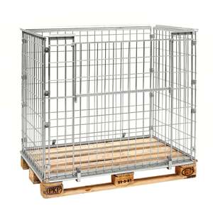Conteneur en treillis métallique en acier KM080100, électrogalvanisé, pour rayonnage de palettes, pour une manutention efficace des palettes - Product Image 1