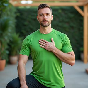 เสื้อยืดแขนสั้นสำหรับผู้ชายเสื้อยืดฟิตเนสชุดโยคะผ้าโพลีเอสเตอร์100% เสื้อยืดรัดรูปสำหรับใส่วิ่งออกกำลังกาย - Product Image 5