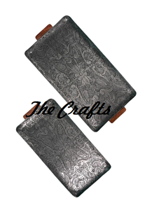 Plateau à Dessert en Aluminium avec Poignées en Bois Forme Rectangulaire Plateau de Service pour Thé et Café à Prix Raisonnables - Product Image 3