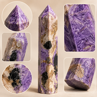 Tour de Charoïte, pointe de cristal violet naturel polie, ornement en pierre pour la maison, le bureau et la présentation aux collectionneurs