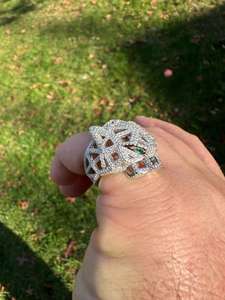 Anillo Panter geométrico de moissanita y morganita IGI certificado Real sólido 925 Plata para hombres Hip Hop Look boda y fiesta - Product Image 4