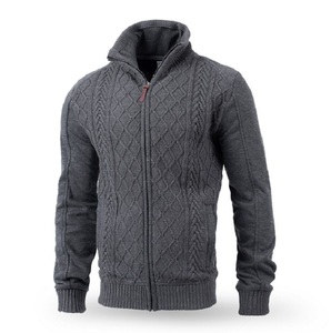 Veste en tricot de qualité supérieure pour homme en toile 100% coton à col montant pour l'hiver - Product Image 5