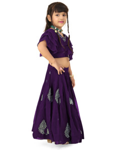 Shoryam Fashion Kids Georgette Lehenga Choli Tenue traditionnelle indienne pour filles, broderie florale, pour mariage et fête, longueur au sol, entièrement - Product Image 2