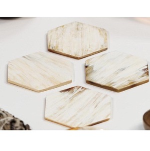 Natural Buffalo Horn <b>Table</b> <b>Coasters</b> Handmade Rustic Drink Accessories High Quality - Product Image 3
