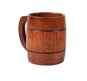 最新设计的手工木制啤酒杯，内带不锈钢不倒翁，用于茶咖啡和葡萄酒服务杯热销