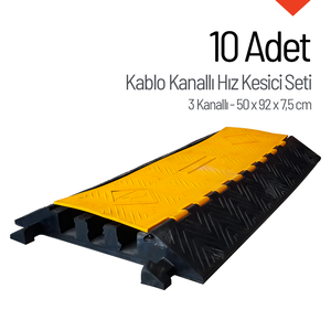 แผ่นลดความเร็ว 10 ช่อง พร้อมช่องสายเคเบิล 3 ช่อง ขนาด 50 x 92 x 7.5 ซม. ทำจากพลาสติก PVC หุ้มเหล็ก สำหรับใช้งานกลางแจ้ง - Product Image 5