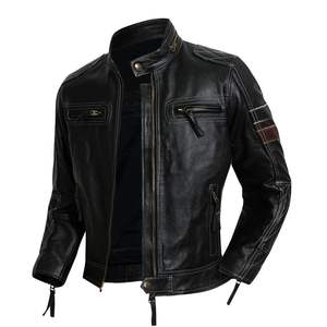 Veste en cuir de moto classique Vêtements d'extérieur intemporels pour un usage quotidien - Product Image 1