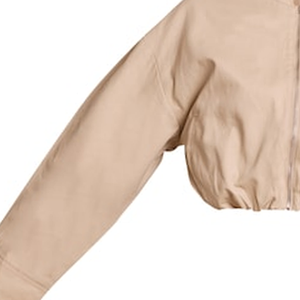 Chaqueta Bomber Corta de Lana con Dobladillo Burbuja, Unisex, Cuello en V, Cremallera Completa, Estilo Casual de Primavera, con Logo Frontal, Ropa Exterior Urbana de Moda - Product Image 2