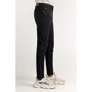 กางเกงยีนส์ทรงตรงเอวกลางสีดำสไตล์วินเทจ Y2K แต่งลายปะติดปะต่อ ล้างสีแบบ Stonewashed ปักลาย ODM เอวสูง ล้างสีแบบ Colored-Wash สำหรับฤดูหนาว - Product Image 5