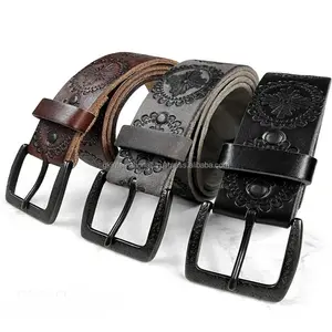 Supple Vintage 100% full grain western leather tooling belt long lasting floral embossed hand tooled belt for unisex