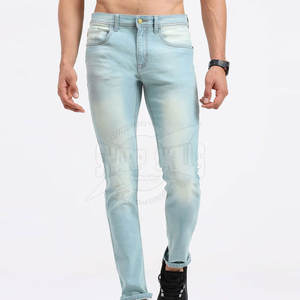 2024 Top Selling Lightweight 100% Cotton Knitted Men's <b>Jeans</b> Pant Private Label Straight Breathable High Street Casual Style - Product Image 1