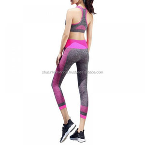 Customized Women Sports Workout Yoga <b>Leggings</b> Two Piece Sets Free Sports Bra & High Waist Pants Custom Style Oem - Product Image 5