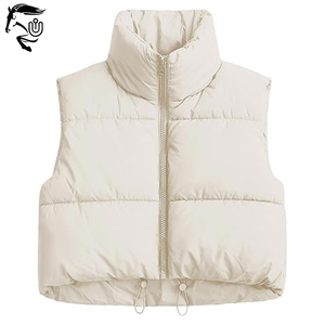 2025 femmes recadrée bouffant gilet demi-blanc hiver sans manches col montant fabriqué par Unbridleds Industry - Product Image 2