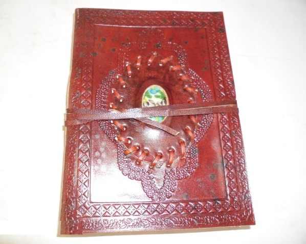 Customizable Genuine Leather Stone Binding Vintage Journal Personalized Travel Writing Notebook with Recyclable Handmade Paper