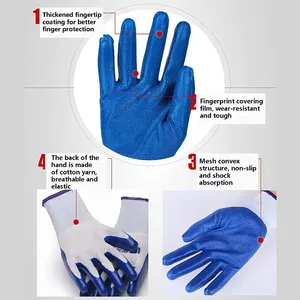 ถุงมือทำงานผ้าไนลอนโพลีเอสเตอร์ถุงมือนิรภัยสำหรับงานก่อสร้างถุงมือนิรภัยเคลือบยาง - Product Image 3