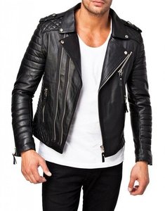 Chaqueta de invierno informal para hombre en negro High Street Style Stand Collar Zip-Up Denim Patrón sólido al por mayor - Product Image 1