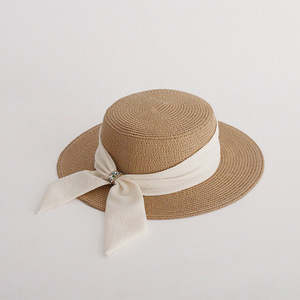 Elegant Wholesale Boater <b>Straw</b> <b>Hat</b> Feminine Bow 2026 Good Sun Protection for All Seasons Made Grass for Daily Party Use Outdoor - Product Image 1