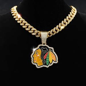 Colgante de Moissanita de Alta Calidad Chapado en Oro y Plata de los Chicago Blackhawks de la NHL, Estilo Hip Hop, Accesorio para Fanáticos del Hockey sobre Hielo, Campeones - Product Image 5