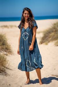 Venta al por mayor mejor indio algodón Tie Dye Kaftan vestido Maxi caftán verano Kaftan vestido ropa de dormir maternidad desgaste Floral Kaftan - Product Image 4