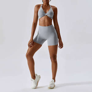 Women Custom Soft Straight Leg Leggings and Halter <b>Bra</b> Set Fitness Yoga Wide Leg Pants Workout Set for Women - Product Image 4