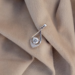 Silver D VVS Moissanite Round Cut Charm Pendant for Women 925 Sterling Silver with Chain Minimalist <b>Graduation</b> <b>Jewelry</b> - Product Image 2