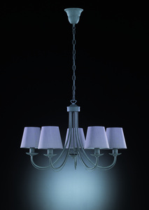 Lampada a sospensione Cortez a 5 tonalità, tessuto grigio e metallo, 3xE14 (Trio Lighting 110600578) - Product Image 3