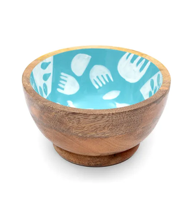 Bol en bois dîner servant 3 pièces avec bol imprimé en émail décorer la maison design moderne bol imprimé en bois - Product Image 2