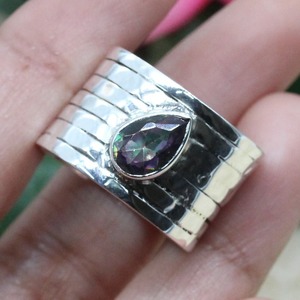 แหวนสปินเนอร์เงินสเตอร์ลิงทำด้วยมือพลอยเทียม925ชุบโรเดียมทำด้วยมือเครื่องประดับตามธรรมชาติ - Product Image 3