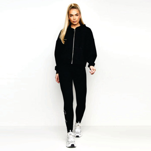 69% Viscose 26% Polyester 5% Elastane Lounge Essential Noir Gaufré Full Zip Through Sweat à capuche pour femme - Product Image 3