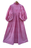 Robe midi d'été verte à imprimé ethnique pour femme, col rond, manches longues, boutonnée sur le devant, style bohème décontracté, tissée, écologique, tenue de plage