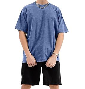 T-shirts vintage personnalisés 100 % coton, style délavé à l'acide, streetwear oversize pour hommes, chemise en tissu éponge noire vieillie pour hommes 2026 - Product Image 2