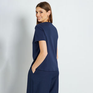 เสื้อยืดออกกำลังกายฟิตเนสทรงสลิมพรีเมี่ยมสำหรับผู้หญิงเสื้อยืดลำลองพิมพ์ลายออกแบบได้เองสำหรับฤดูร้อน - Product Image 4