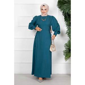 Robe en lin avec liens latéraux Turquoise - Product Image 2