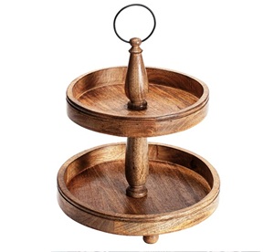 Color marrón 2 niveles soporte de pastel redondo de madera flor romántica hecha a mano artículos personalizados - Product Image 5
