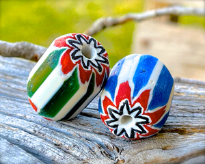 Perles de commerce Chevron Vintage à six couches perles de verre énormes et géantes pour la fabrication de bijoux en cristal et perles de chalumeau - Product Image 4