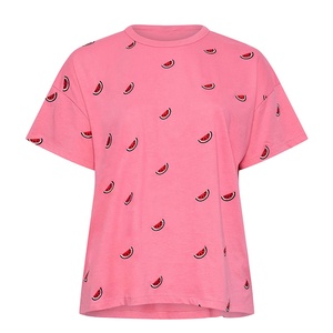 Camiseta Informal Holgada de Cuello Redondo para Mujer, Camiseta Ligera de Manga Corta, Top Moderno de Verano, Ropa al por Mayor de Marca Personalizada - Product Image 3