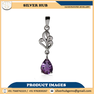 จี้อเมทิสต์ทำมือสีเงินสเตอร์ลิงสีม่วงงดงามเครื่องประดับชั้นดีขายส่ง OEM & ODM จากผู้ผลิตอินเดีย - Product Image 2