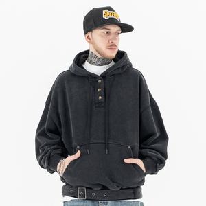 Sweat à capuche surdimensionné pour hommes avec poche kangourou, ceinture de serrage à la taille - Product Image 2