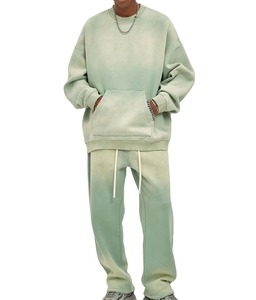 Conjunto de sudadera unisex de alta calidad con cuello redondo y pantalón, chándal personalizado para correr, chándal con logotipo impreso para hombre, chándal con lavado ácido y desteñido al sol - Product Image 5