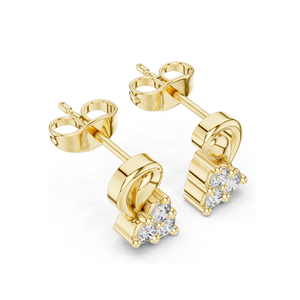 Boucles d'oreilles clous en diamant de laboratoire 0,27 CT pour femme, VVS-VS EF CVD, coupe florale à trois pierres, or 18 carats, 14 carats, 10 carats et argent 925, rose - Product Image 4