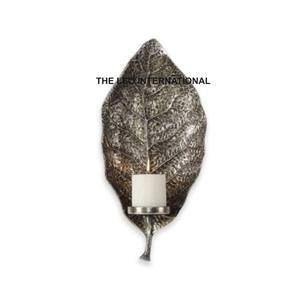 Forme de Feuille Design Plaqué Or Style Fantaisie Luxe Aluminium Métal Béton Unique Bougie Pot Mur Scones - Product Image 6