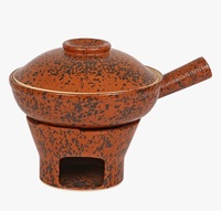 Hand bemalte Keramik-Chafing Dish im Terrakotta-Stil mit Kerzen ständer
