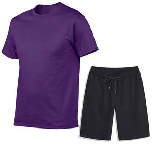 Camiseta de Hombre al por Mayor con Logotipo Personalizado Bordado, Tejida, 100% Algodón, Conjuntos Cortos, Transpirable, de Secado Rápido, Ropa Deportiva de Verano para Gimnasio - Product Image 3