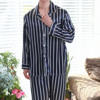 Pyjamas pour hommes de grande taille, doux, respirants, écologiques, en polyester/spandex, manches longues, couleur unie, ensembles de robes de nuit