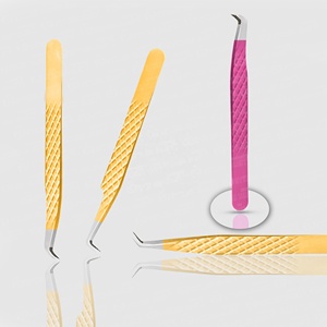 New Arrival Color Multi and <b>Pink</b> Stainless Steel Eyelash Extension Tweezers Hand Made Available All Color Custom Logo - Product Image 4