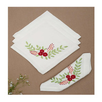 Ensemble de serviettes brodées en lin bio-dégradé doux et confortable dîner de cuisine réutilisable durable écologique 100% coton moderne