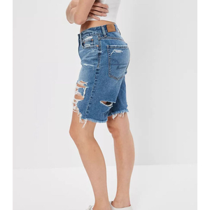 Shorts en jean mi-longs 100% coton décontractés déchirés 5 poches Style Shorts en jean pour femmes pour le style décontracté et streetwear - Product Image 5